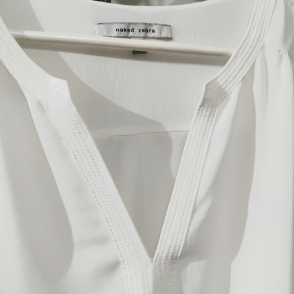 White draped v-neck tank, sz S - Picture 5 of 6